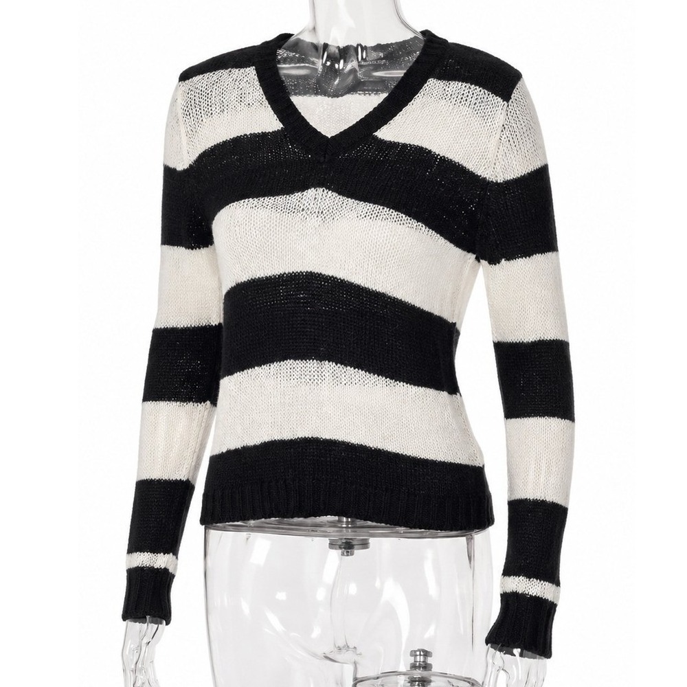Only Mine linen blend V neck striped sweater SKUW747